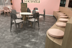 Công trình sàn nhựa hèm khóa giả đá cho Soilid-sociolla